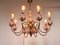 Large Mid-Century Chandelier in Brass and Glass 6