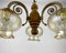 Vintage Glass Plafond Chandelier with Wooden and Brass Fittings, Belgium, 1980s 5
