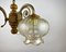 Vintage Glass Plafond Chandelier with Wooden and Brass Fittings, Belgium, 1980s 8