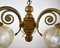 Vintage Glass Plafond Chandelier with Wooden and Brass Fittings, Belgium, 1980s 6