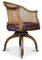 Antique Bergere Library Swivel Armchair with Maroon Leather Seat & Stud Details, 1800s 1