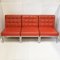 Vintage Canape Chair in Skai Rouge and Steel, 1960s, Set of 3 12