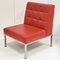 Vintage Canape Chair in Skai Rouge and Steel, 1960s, Set of 3 1