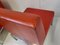 Sedia Canape vintage in skai rosso e acciaio, anni '60, set di 3, Immagine 4