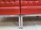 Vintage Canape Chair in Skai Rouge and Steel, 1960s, Set of 3 10