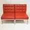 Vintage Canape Chair in Skai Rouge and Steel, 1960s, Set of 3 13