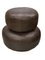 Large and Small Brown Leather Poufs, 1970s, Set of 2 2