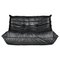 Togo 2-Seater Sofa in Black Leather by Michel Ducaroy for Ligne Roset, France 1