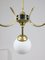 Lámpara de araña italiana Mid-Century de latón y vidrio opalino, Imagen 6