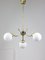 Mid-Century Italian Chandelier in Brass and Opaline Glass 1