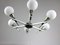 Space Age Italian Chandelier in Aluminum and Opaline Glass 11