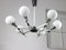 Space Age Italian Chandelier in Aluminum and Opaline Glass 9