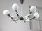 Space Age Italian Chandelier in Aluminum and Opaline Glass, Image 9