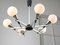 Space Age Italian Chandelier in Aluminum and Opaline Glass 2