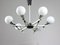 Space Age Italian Chandelier in Aluminum and Opaline Glass 1