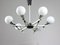 Space Age Italian Chandelier in Aluminum and Opaline Glass, Image 1