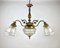 Vintage Ceiling Light with Three Matte Glass Lampshades, France, 1950s, Image 1