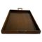 Brown Wood Platter with Brass Handles, France, 1940s, Image 1