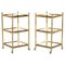 Mid-Century Modern Three Tier Tables in Brass and Smoked Glass, Set of 2, Image 1