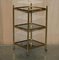 Mid-Century Modern Three Tier Tables in Brass and Smoked Glass, Set of 2, Image 2