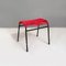 Tabouret Mid-Century Moderne en Métal Noir et Plastique Rouge, Italie, 1960s 9