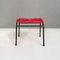 Mid-Century Italian Modern Black Metal and Red Plastic Stool, 1960s 7