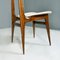 Moderne italienische Mid-Century Five Esszimmerstühle aus Holz & weißer Baumwolle, 1950er, 5er Set 11