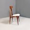 Moderne italienische Mid-Century Five Esszimmerstühle aus Holz & weißer Baumwolle, 1950er, 5er Set 6