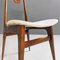 Cinque sedie da pranzo Mid-Century moderne in legno e cotone bianco, Italia, anni '50, set di 5, Immagine 12
