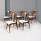 Cinque sedie da pranzo Mid-Century moderne in legno e cotone bianco, Italia, anni '50, set di 5, Immagine 3