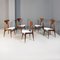 Mid-Century Modern Italian Five Wooden and White Cotton Dining Chairs, 1950s, Set of 5 2