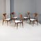 Mid-Century Modern Italian Five Wooden and White Cotton Dining Chairs, 1950s, Set of 5, Image 2