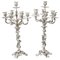 Antique French Rococo Revival 7 Light Silver Plated Candleholders, 1920s, Set of 2 1