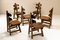 Architectural Dining Room Set in Dark Stained Ash Wood, France, 1960s, Set of 7 5