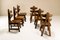 Architectural Dining Room Set in Dark Stained Ash Wood, France, 1960s, Set of 7 6