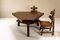 Architectural Dining Room Set in Dark Stained Ash Wood, France, 1960s, Set of 7 2