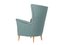 Moderner italienischer Mid-Century Sessel aus grauem Stoff & Holz, 1950er 3