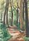 Isaac Charles Goetz, Banc en pierre sous les bois, 1960s, Watercolor, Image 1