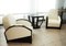 Set of French Club Chairs in White Leather, 1920s 4
