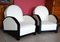 Set of French Club Chairs in White Leather, 1920s 2