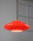 Mid-Century Saucer Lamp in Red Glass and Brass 7