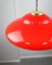 Lampe Soucoupe Mid-Century en Verre Rouge et Laiton 4