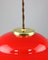 Mid-Century Saucer Lamp in Red Glass and Brass 5