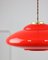 Mid-Century Saucer Lamp in Red Glass and Brass 2