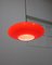 Mid-Century Saucer Lamp in Red Glass and Brass 12