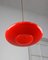 Mid-Century Saucer Lamp in Red Glass and Brass 6