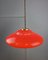 Mid-Century Saucer Lamp in Red Glass and Brass 11