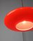 Lampe Soucoupe Mid-Century en Verre Rouge et Laiton 9