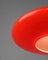 Lampe Soucoupe Mid-Century en Verre Rouge et Laiton 14