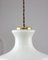 Mid-Century Pendant Lamp in White Glass and Brass 12